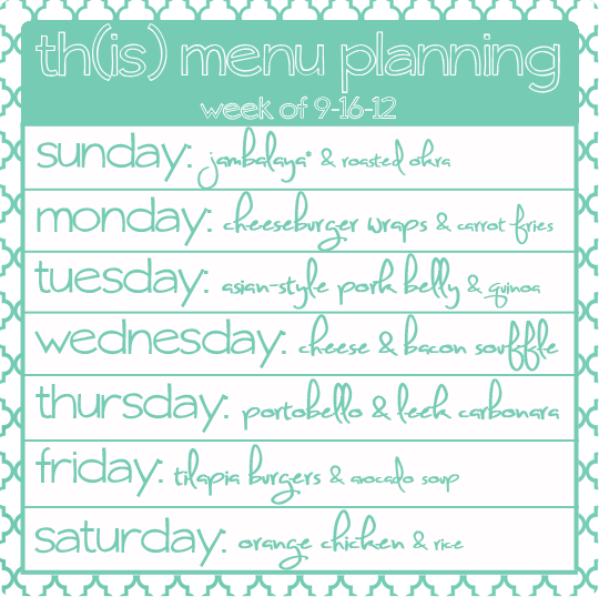 menu plan for the week of 09/16